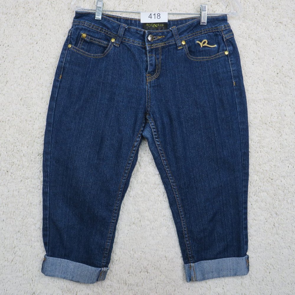 ROCAWEAR* Women's Junior's Denim Blue Jean Y2K Capri's~ Size 7